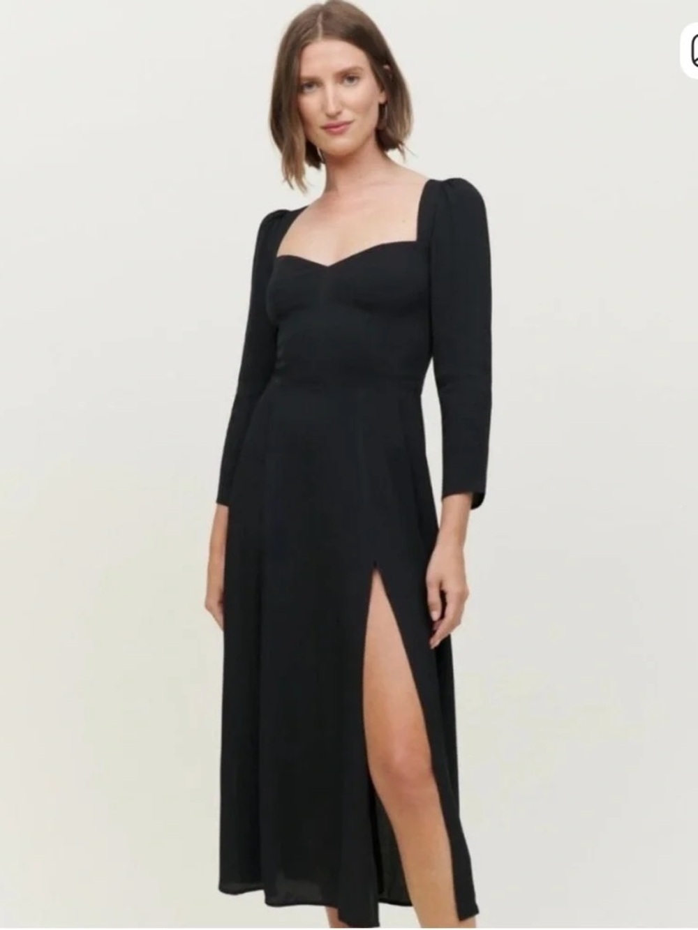 Reformation Mara Black Midi Dress with Slit (Petite)